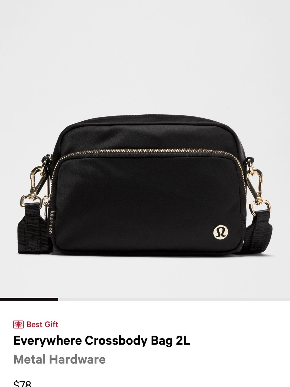 lululemon athletica Black Crossbody Bag with Gold Hardware
